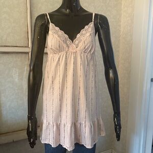 Victoria's Secret Baby Pink Camisole Nightgown W Lace Trim Bralette Bow Size XL